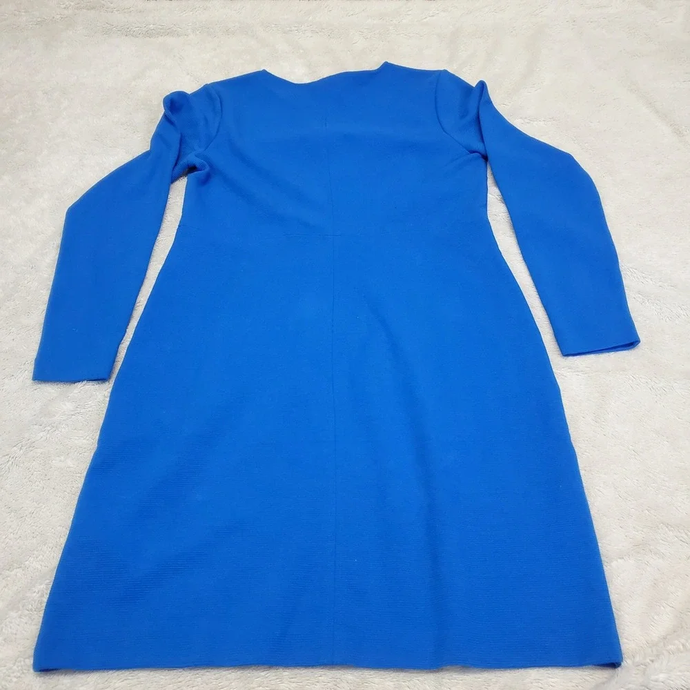 Boden Blue Classic Office Work Ribbed Long Sleeve Shift Dress 10 Dressy Simple - Picture 4 of 8
